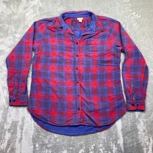 LL Bean Plaid Flannel Shirt Long Sleeve Button Women's Medium Traditional 503444